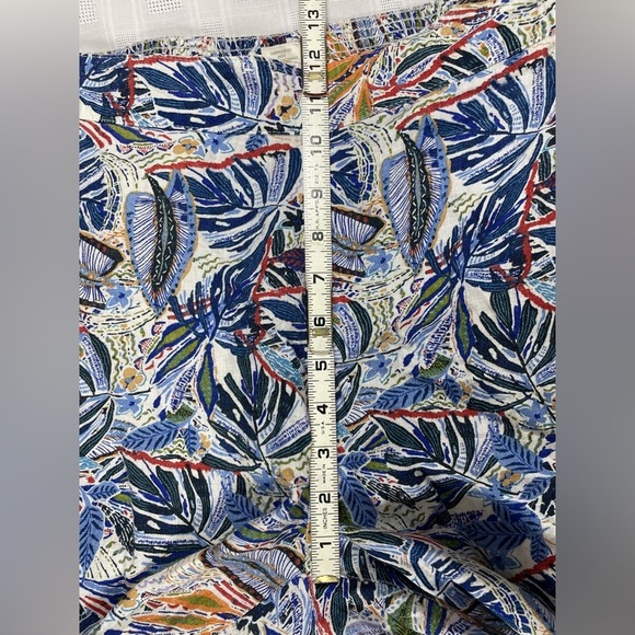 C&C California Linen Wide Leg Crop Pants Tropical Leaf Print Size L - Picture 8 of 12